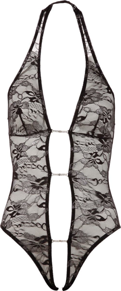 Abierta Fina – Sexy Halternek Body met Open Voorzijde voor Avonturen – Maat S - Zwart — afbeelding 1
