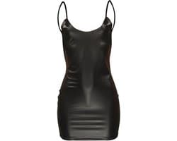 WiseGoods Luxe Latex Wetlook Jurkje Dames - Feest Jurkjes - Sexy Kleren Vrouwen - Party Kleding - Jurk - Disco Jurken - Zwart - XL