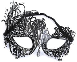 Venetiaans masker - Elegant zwart metalen masker - Met glinsterende strass steentjes - 26 × 16 CM - Luxe Masker Dames - Oogmasker - Maskerade - Gala Feest - Sexy Maskers - Verkleedkleding - Zwart