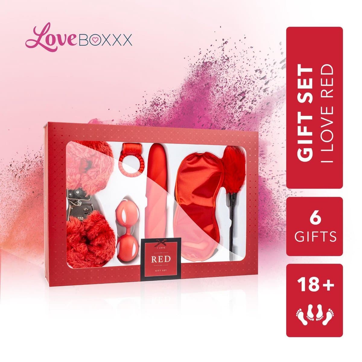 Loveboxxx - I Love Red Cadeauset - Sex Toys voor Koppels - Erotische Geschenkset met Seksspeeltjes en Accessoires - 6 Delig - Erotisch Cadeauset voor Koppels — afbeelding 1