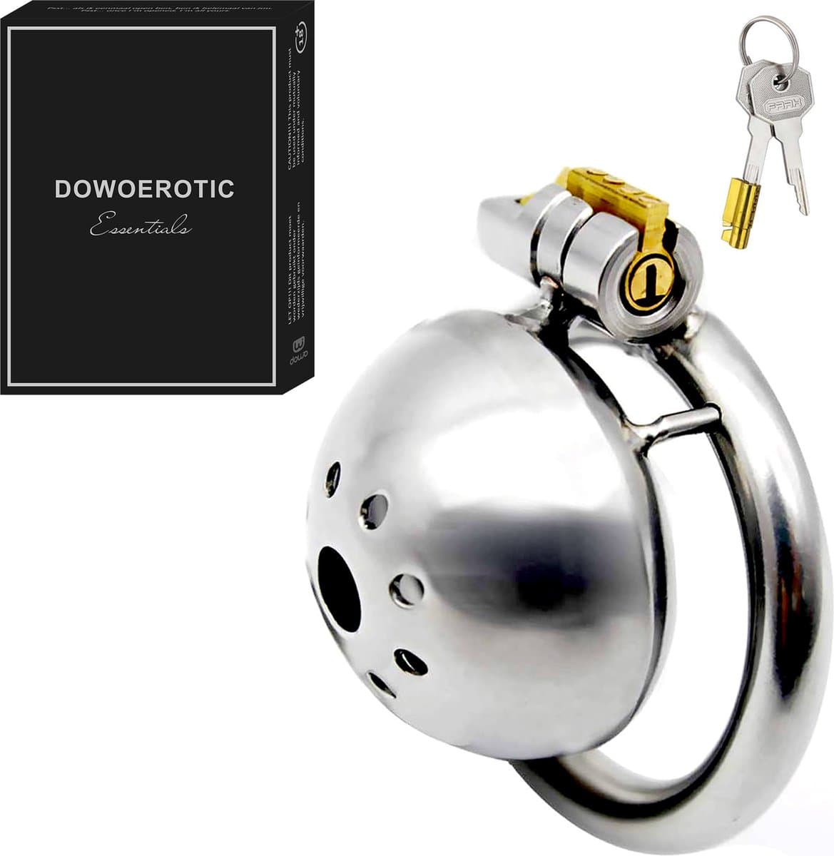 DOWO® - Mini Locker - Kuisheidskooi- Chastity cage - Peniskooi - Hemisferisch - Staal - 50 mm — afbeelding 1