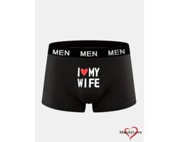 I Love My Wife heren boxers - Maat 2XL - zwarte strakke boxershorts mannen - boxer onderbroeken ondergoed underwear boxershort erotiek mannen