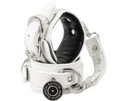 Banoch | handboeien van pu leer | wit / zwart | bondage