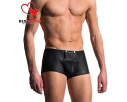 Lederen boxershort mogelijkheid tot open kruis - Knoopjes - Erotische slip heren