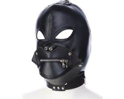 Smooth Leatherlook SM Fetish Masker Zwart - Spannend voor koppels - Masker - Sex speeltjes - Sex toys - SM toys - Erotiek - Bondage - Sexspelletjes voor mannen en vrouwen – Seksspeeltjes - Mouthzipper - SM masker - Fetish masker - Bondage masker