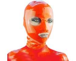 BNDGx® -100% Latex Masker ogen mond open - Anoniem Erotiek - Extreme BDSM sm fetish Rollenspel kleding Rood