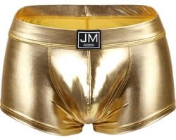 BDSM Boxershort GOLD - Heren slip - PU Leder - Erotische mini short - Ondergoed - Mannen - Thema - Goud - Rollenspel