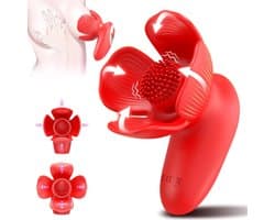 Daity Tepelzuiger Vibrerend met 10 Standen – Nippelvibrator & Clitoris Stimulator – Draadloos en Oplaadbaar – Seksspeeltje voor Vrouwen – Rood