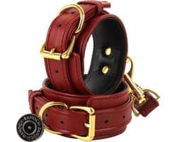 Banoch | enkelboeien van pu leer | bruin / goud | bondage