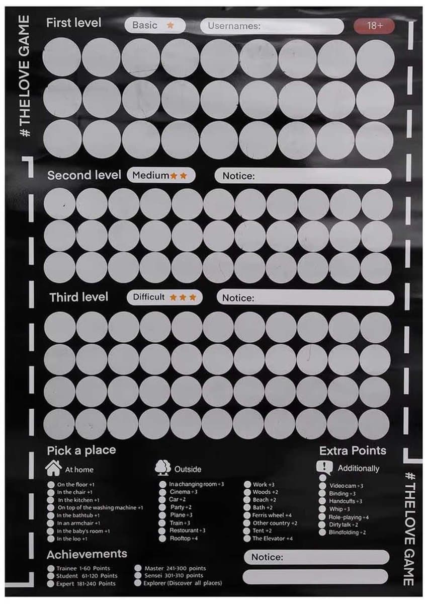 Kraskaart Kalender Erotiek - 100 vakjes - Seks spel - Kado - Love game — afbeelding 1