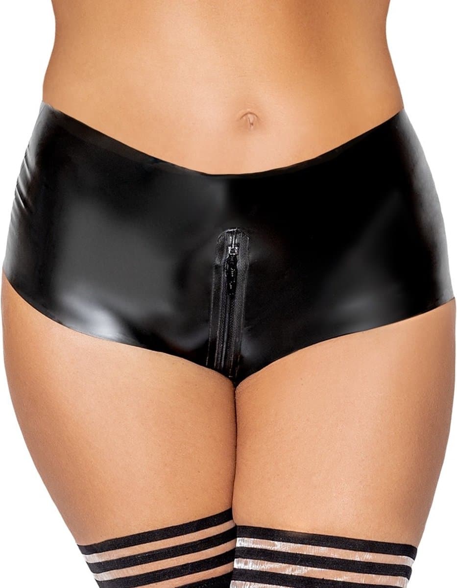 Latex Broekje Hotpants met Rits — afbeelding 1