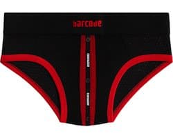 Barcode Berlin Mesh Brief Sicile Black-Red - MAAT XL - Erotisch Heren Ondergoed - Slip voor Man - Sexy mannen Slip