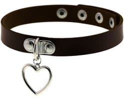 Sleutelbeenketting - Halsomtrek 32 cm~38 cm - Choker met hartvormige hanger - Halsband voor dames - Gotische leren choker - Punkstijl ketting - Choker - Halsband - Halsketting - Metalen choker - Kettingchoker - Bikerchoker - Halsring