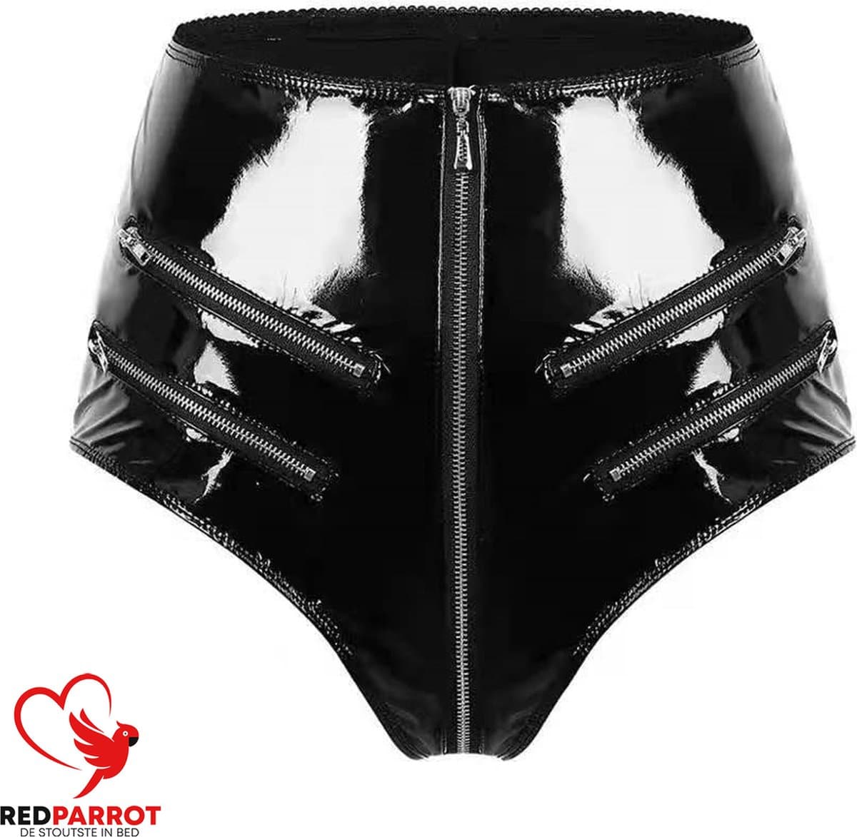 Lederen short vrouwen met Rits - BDSM - Open kruis - Erotisch broekje - Open zakken - PU leder - Zwarte Lingerie - Korte broek dames - Sexy en uitdagend — afbeelding 1