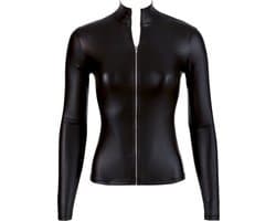 Cottelli Collection – Wetlook Shirt met Lange Mouwen Als Pure Verleiding voor Spannende Dates – Maat S - Zwart