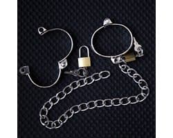 Nooitmeersaai -Zilveren voetboeien met ketting - 9,2 x 7,3 cm