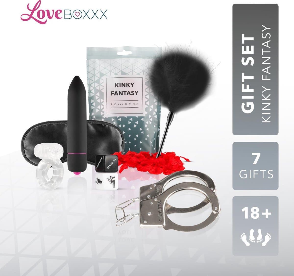 Loveboxxx - Kinky Fantasy - 7 Delige Cadeauset - Geschenkset Mannen, Vrouwen en Koppels - Cadeau Man, Vrouw en Koppels - Giftset Man, Vrouw en Koppels - Erotisch - Zwart — afbeelding 1