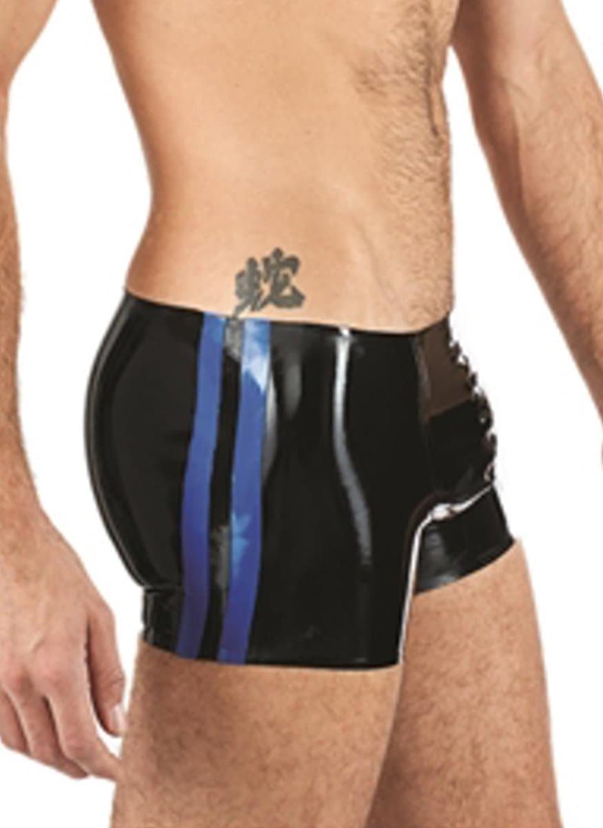 Mister B Rubber Trunks zwart met blauwe bies xl — afbeelding 1