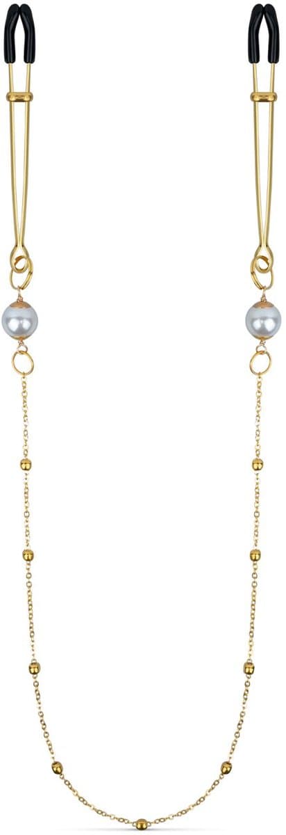 Gouden Tepelklemmen met Ketting en Parels — afbeelding 1