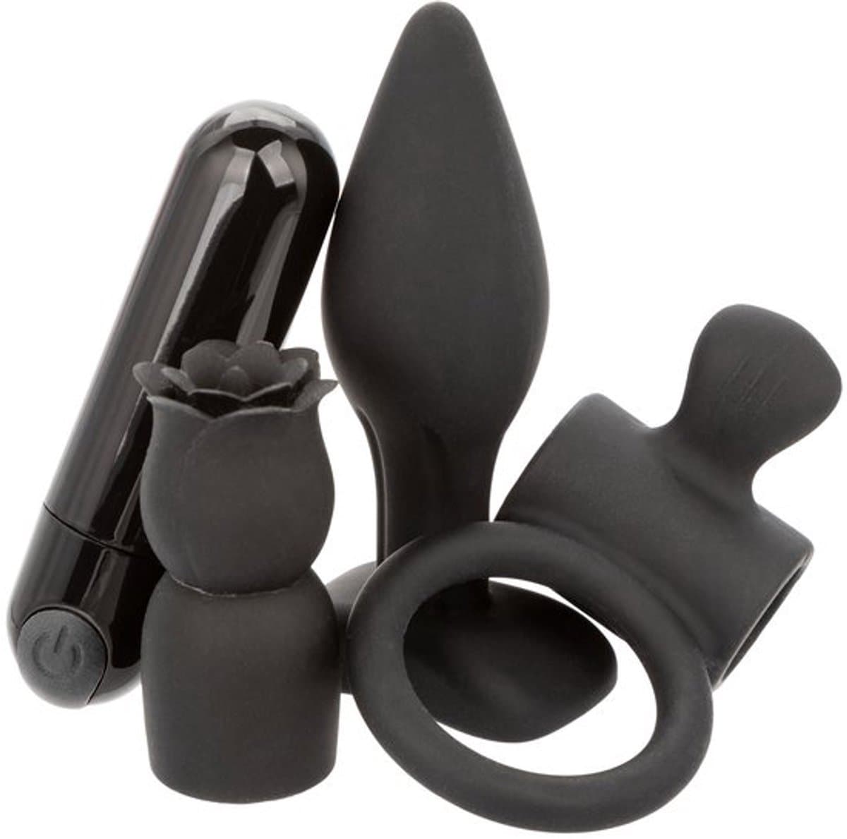 Sensationsdeluxe - Pleasure Kits - Mini Vibarator - Butt Plug - Penis Ring - Vibarator Roos mini - elektrisch — afbeelding 1