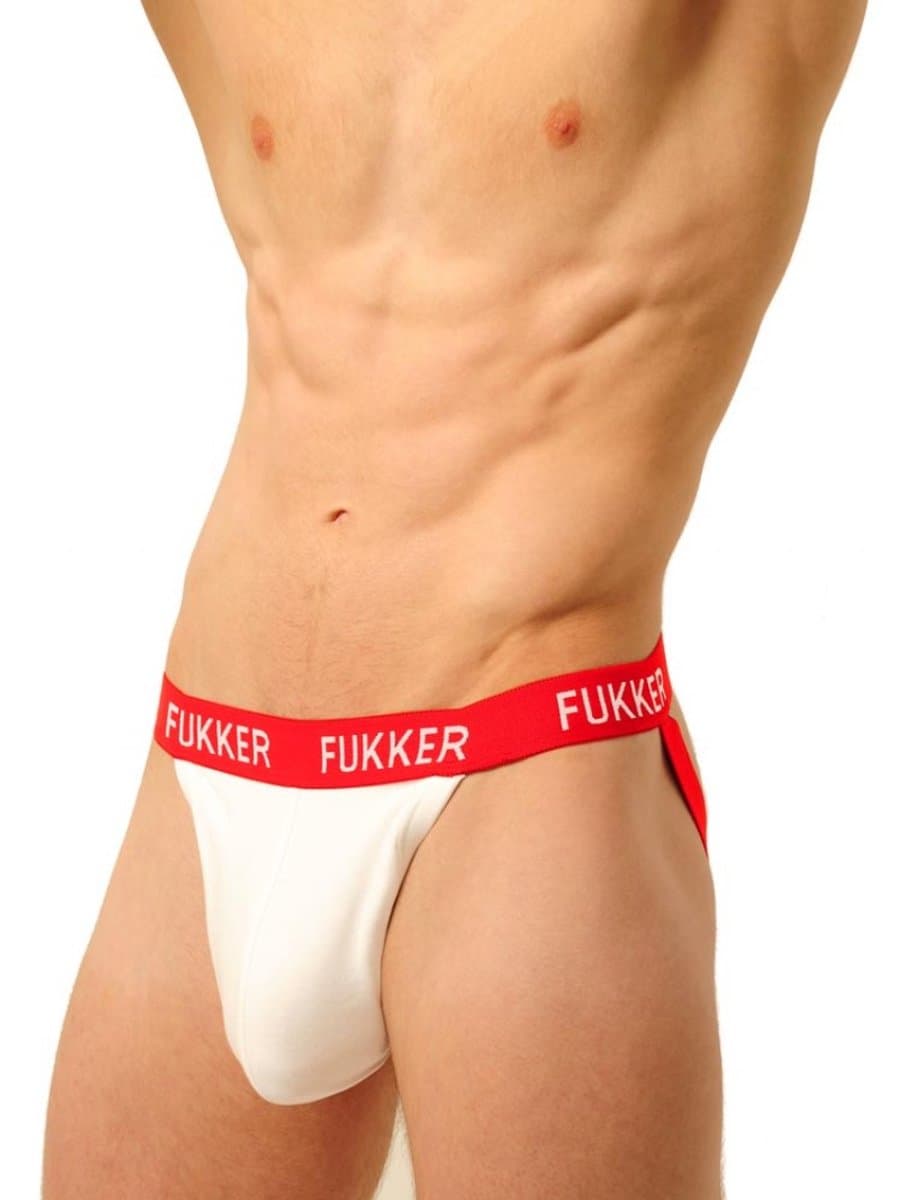 FUKKER Jockstrap – Rood/Wit – Maat L — afbeelding 1
