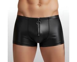Heren BDSM Boxershort met Ritssluiting Zwart - PU Leder - Sexy Herenondergoed - Maat M | LS313