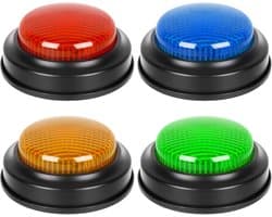 Spel Antwoord Zoemer - Quiz Geluidsknop - Spelshow Thuis - Vier Verschillende Geluiden - 9x9x3.5cm Per Knop