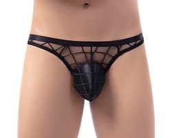 Sexy herenstring van transparant mesh – Transparent men’s thong – String heren met pouch – Erotisch ondergoed voor mannen – Zwarte G-string slip – Mannenlingerie clubwear – Maat L/XL