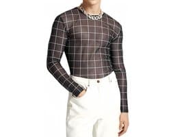 Lange Mouwen Gedrukt Mesh T-shirt voor Mannen - Sexy Transparant Crew Neck, Slim Fit, Ideaal voor Avonden, Rave, Disco en Clubwear