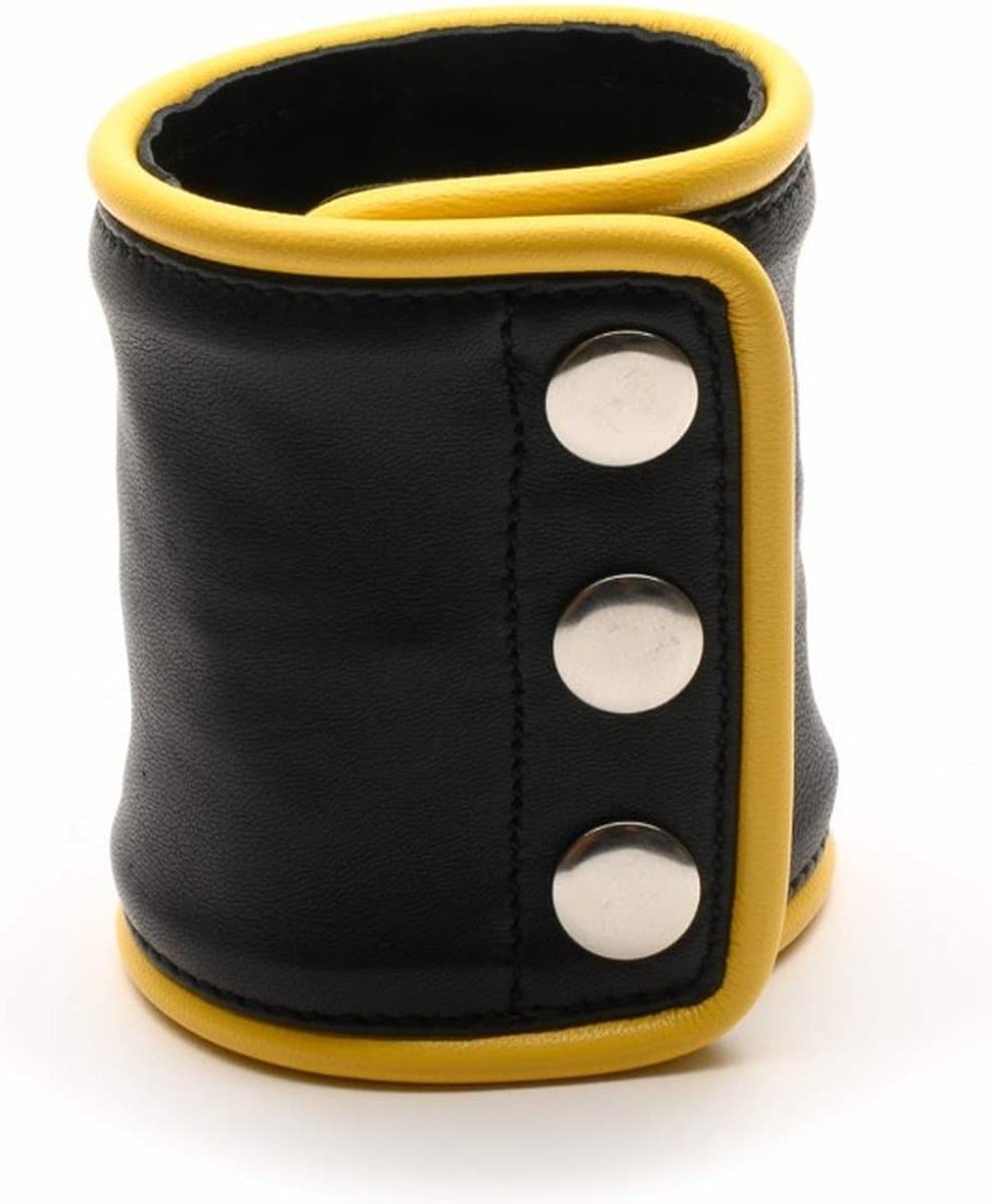 665 Leather - Leren Pols Portemonnee met Rits - Zwart/Geel — afbeelding 1