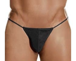 Heren String - Zwart - Mannen Lingerie - Seks Ondergoed - One Size Onderbroek