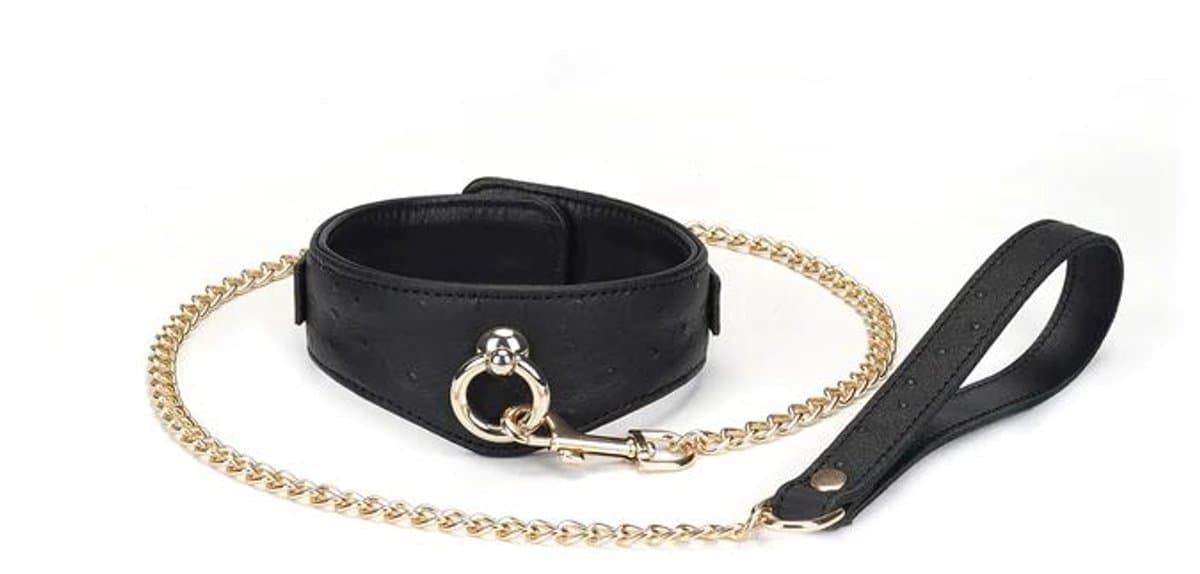 Liebe Seele - Demon's Kiss - Curved Collar Met Leash - Luxe En exclusief ontwerp - Zwart/Goud — afbeelding 1