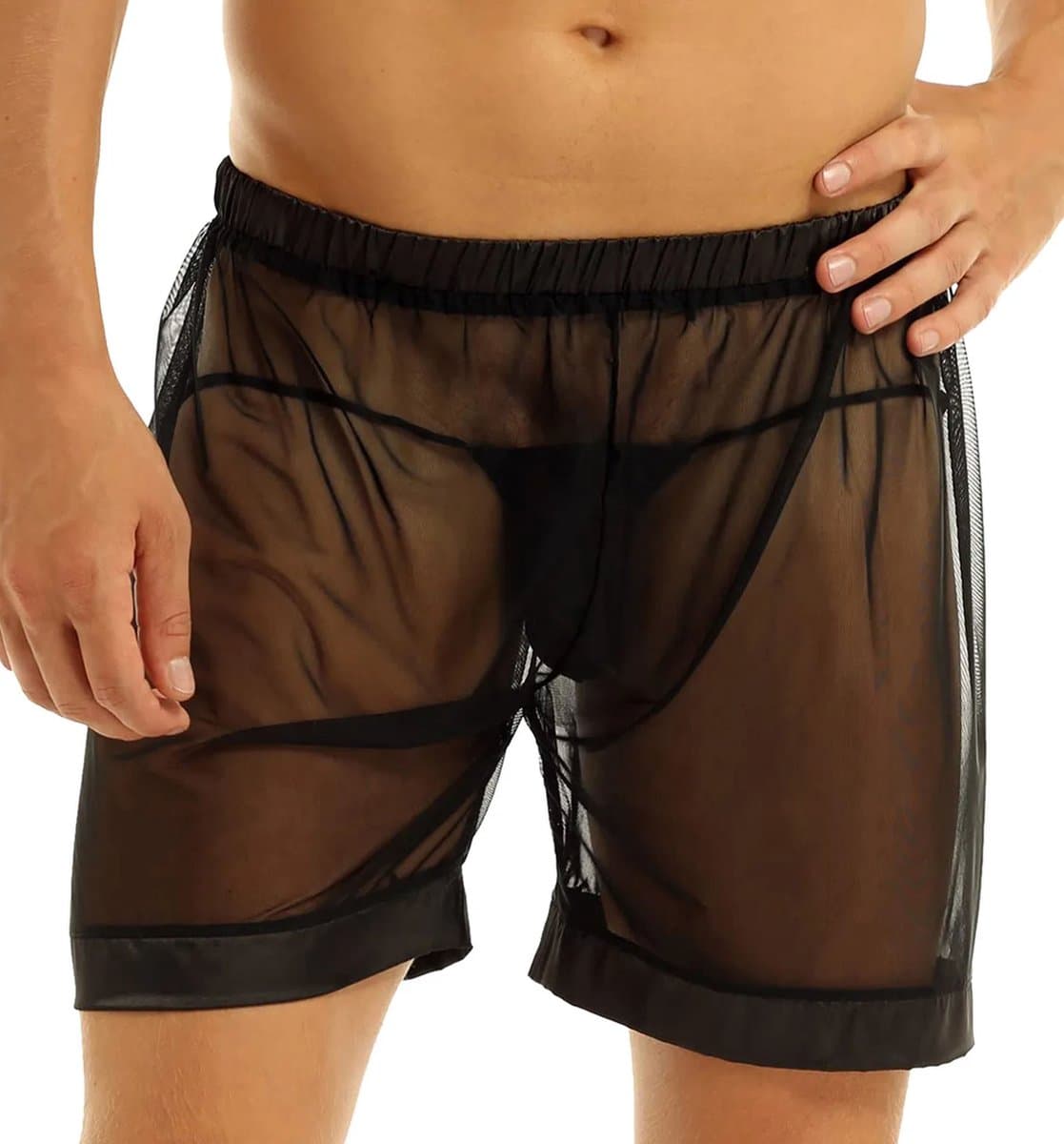 Zwarte transparante heren short - Boxershort - Erotisch broekje - Outfit - Club — afbeelding 1