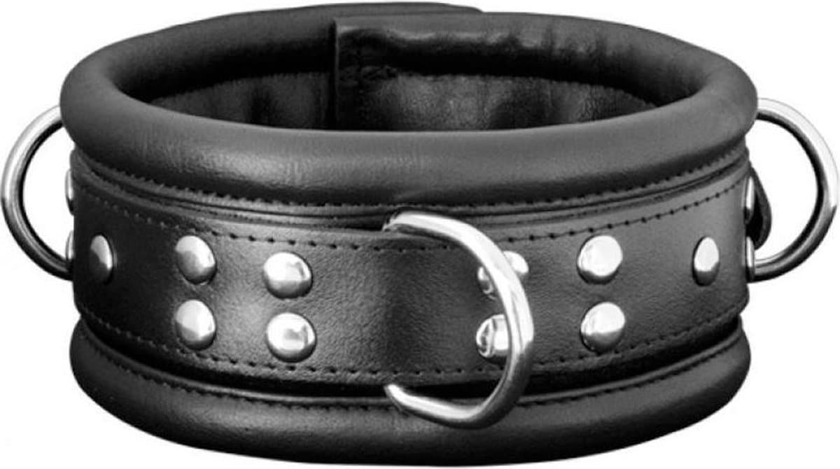 Kiotos Leather - Leren Collar 6.5 cm Gevoerd - Zwart — afbeelding 1
