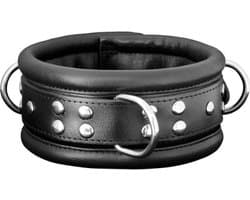Kiotos Leather - Leren Collar 6.5 cm Gevoerd - Zwart