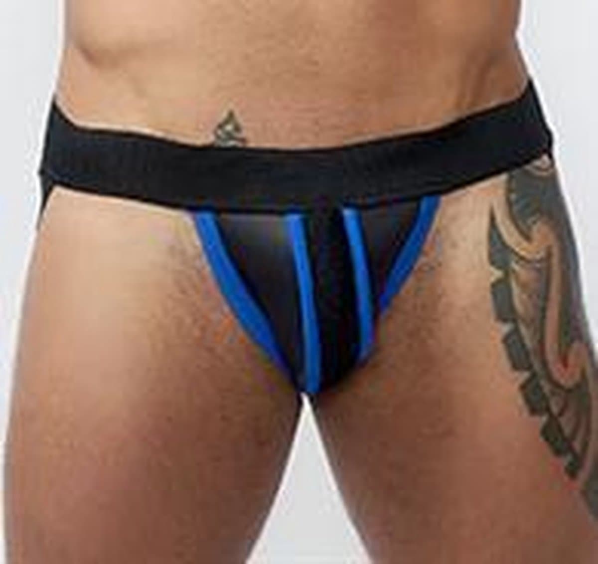 Mister b neoprene jockstrap black blue s — afbeelding 1