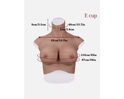 Siliconen Borsten- plus size L XL Borstprothese-Nep borsten- E cup- Cosplay- Travestie-Transgender-Crossdresser-Travestiet-100% siliconen-Breastplate