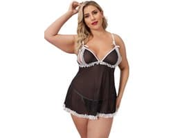 Babydoll Zwart / Wit Willow Plussize 5XL