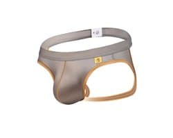 Sexy Ice Silky Jockstrap - Grijs met Gouden Details - Zijdezacht & Verleidelijk - Maat M | LS108