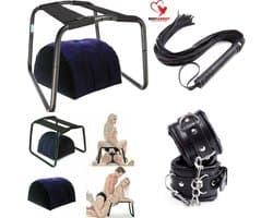 Seks stoel met kussen - Handboeien - Zweep - BDSM set - Erotisch meubel - Bounce