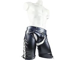 BamBella ® Nep Leer broek - Maat XXL - Zwart - BDSM kleding erotische onderbroek heren kleding