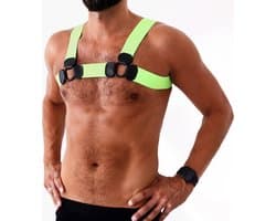 Kiotos - Elastisch Borstharnas - Tuigje - Riemenbody - Neon - Maat S/M
