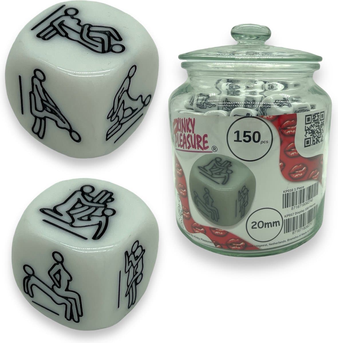 Dobbelsteen Wit Met Erotische Standjes Mega Pot 150 Stuks — afbeelding 1