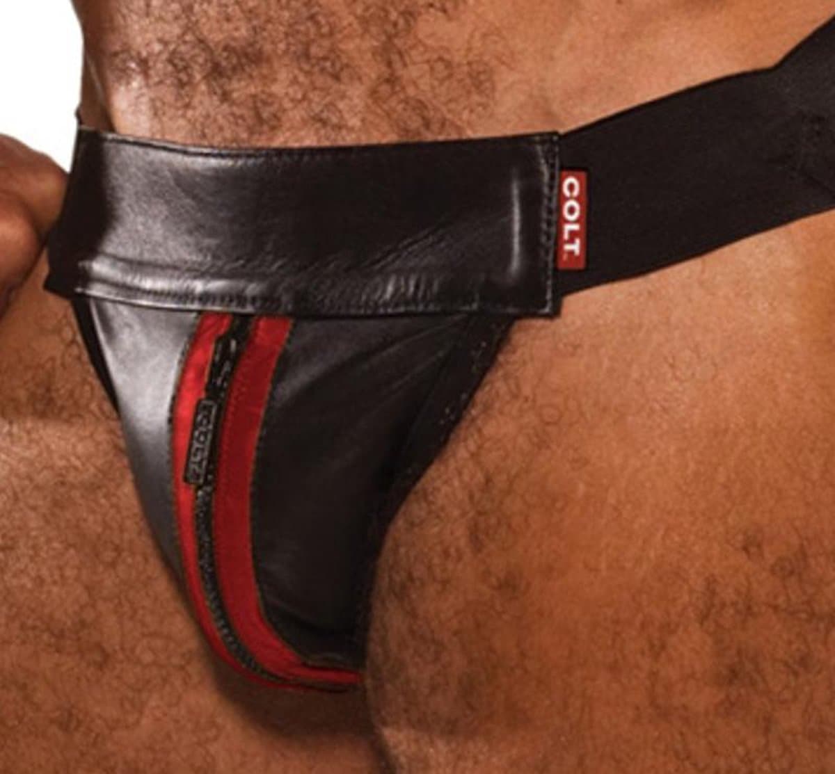 Colt Leather Zip Jock - Red — afbeelding 1