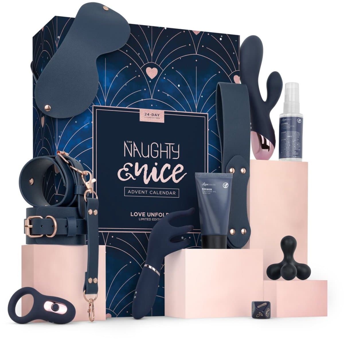 EasyToys x Loveboxxx 2025 Adventkalender - Naughty & Nice Advent Calendar - - Adventkalender volwassenen - Cadeau - Cadeau Man - Cadeau Vrouw - Giftset - Beauty - Adventskalenders - Kerst - Kerstcadeau - Adventskalender 2025 - Inhoud t.w.v. €500,- — afbeelding 1