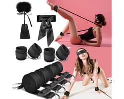 Vitdipy - Bondage Set - Handboeien en Enkelboeien - BDSM - Sex Toys voor Koppels - Verstelbare - Oogmasker - Bed - Vastbinden - Zwart