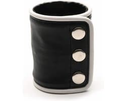 665 Leather - Leren Pols Portemonnee - Zwart Wit - Wrist Wallet Zip Black White