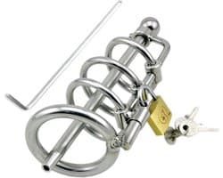 Nooitmeersaai - Chasity Cage - Peniskooi - Cock - Kuisheidskooi voor Mannen - Metaal - Ringen - Hangslot - Dilator