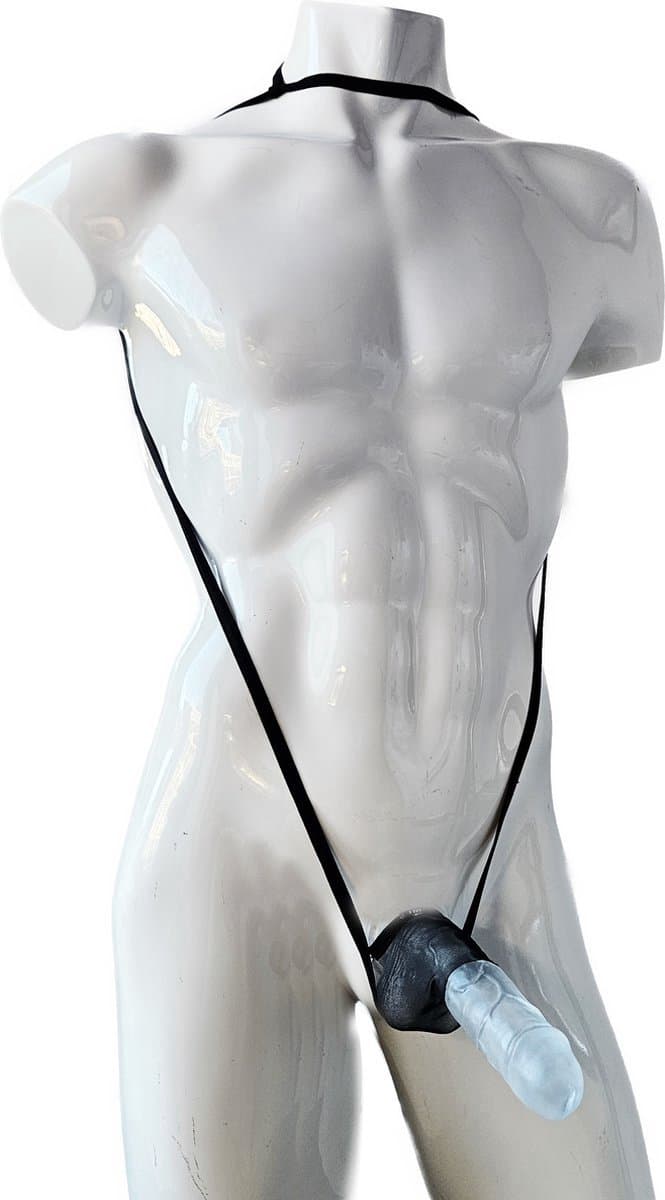 BamBella® - Erotische bondage lingerie voor mannen -zwart Kant Panty string voor heren sexy kleding voor koppels open kruis penis ring — afbeelding 1