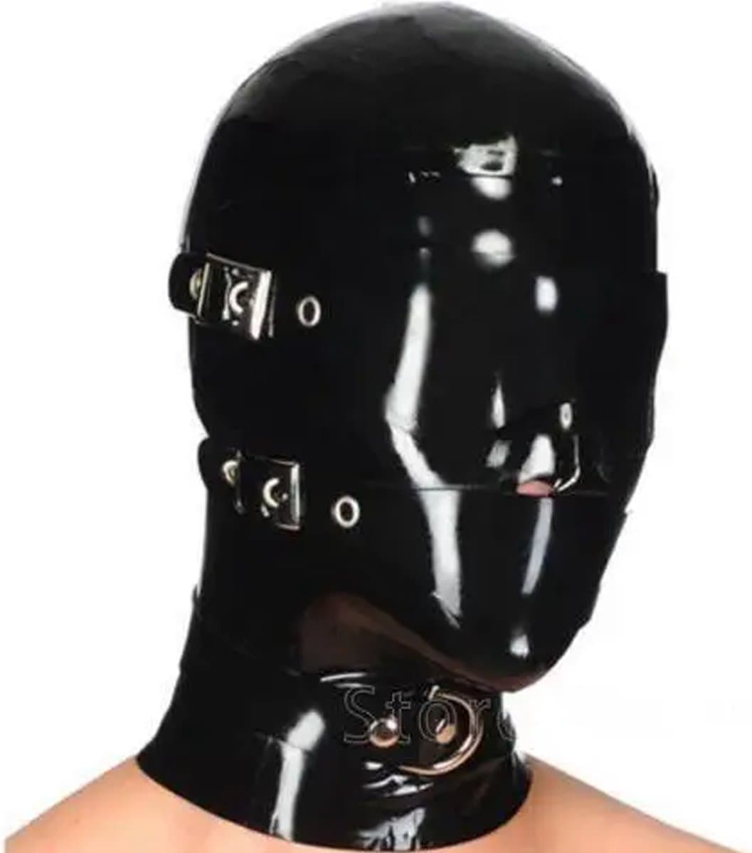 Red Parrot full latex bondage masker - 100% Latex - Gespen en riemen - Oogmasker - BDSM seks masker - Gezicht - Latex fetisj - Zeer hoge kwaliteit - Unisex — afbeelding 1